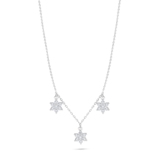 Sterling Silver 925 Necklace Rhodium Plated Embedded With White Zircon