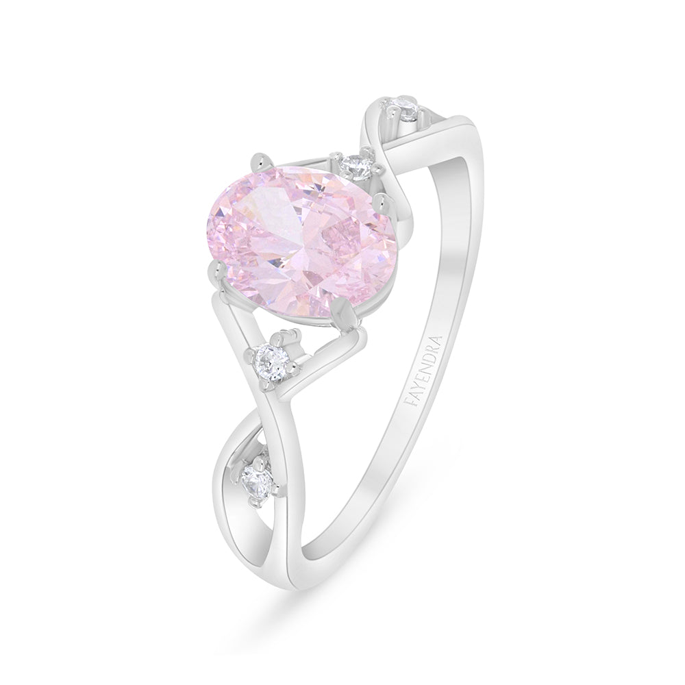 خاتم من الفضة الخالصة عيار 925 مطلي روديوم مرصع زركون بنك و فص ابيض