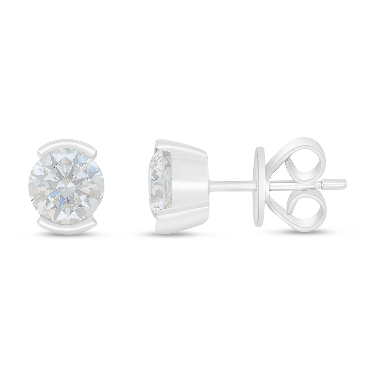 Sterling Silver 925 Earring Rhodium Plated Embedded With White Zircon
