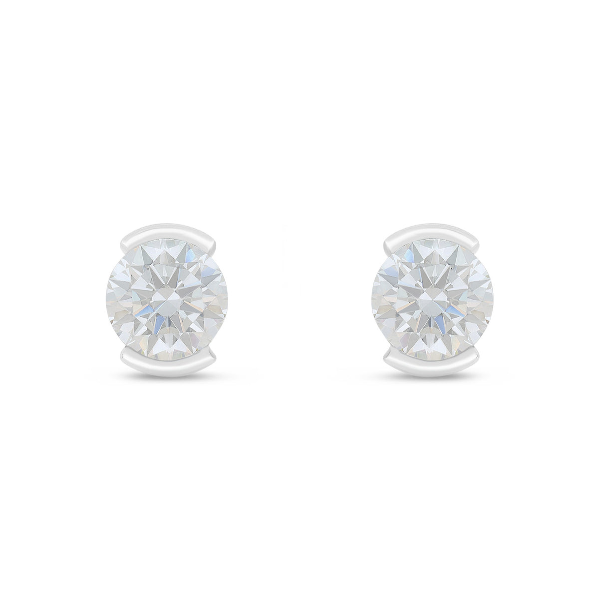 Sterling Silver 925 Earring Rhodium Plated Embedded With White Zircon