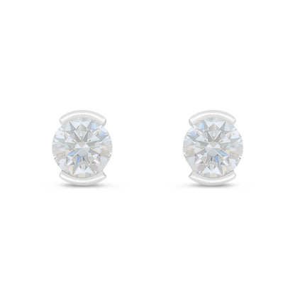 Sterling Silver 925 Earring Rhodium Plated Embedded With White Zircon