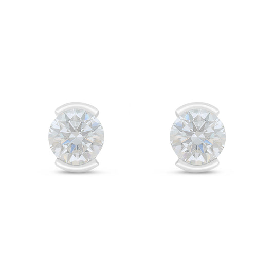 Sterling Silver 925 Earring Rhodium Plated Embedded With White Zircon