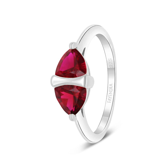 Sterling Silver 925 Ring Rhodium Plated Embedded With Ruby Corundum