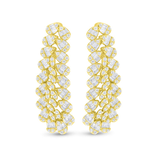 Sterling Silver 925 Earring Golden Plated Embedded With White Zircon