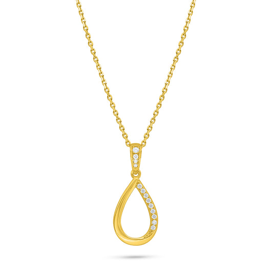 Sterling Silver 925 Necklace Golden Plated Embedded With White Zircon
