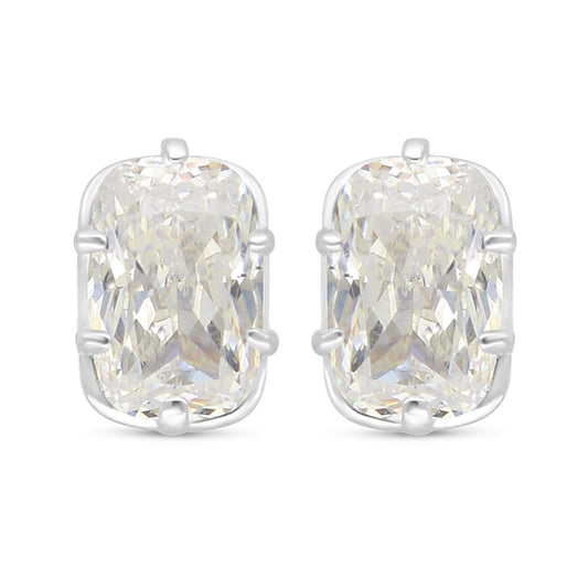 Sterling Silver 925 Earring Rhodium Plated Embedded With Yellow Diamond