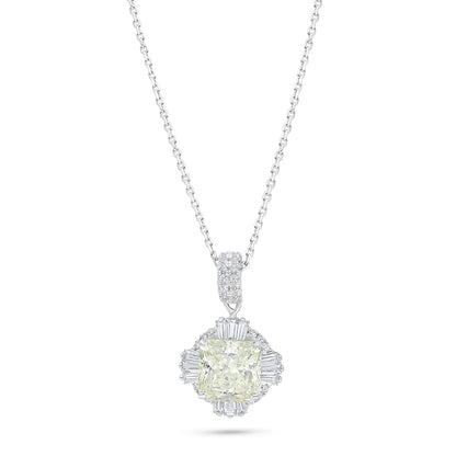 Sterling Silver 925 Necklace Rhodium Plated Embedded With Diamond Zircon And White Zircon