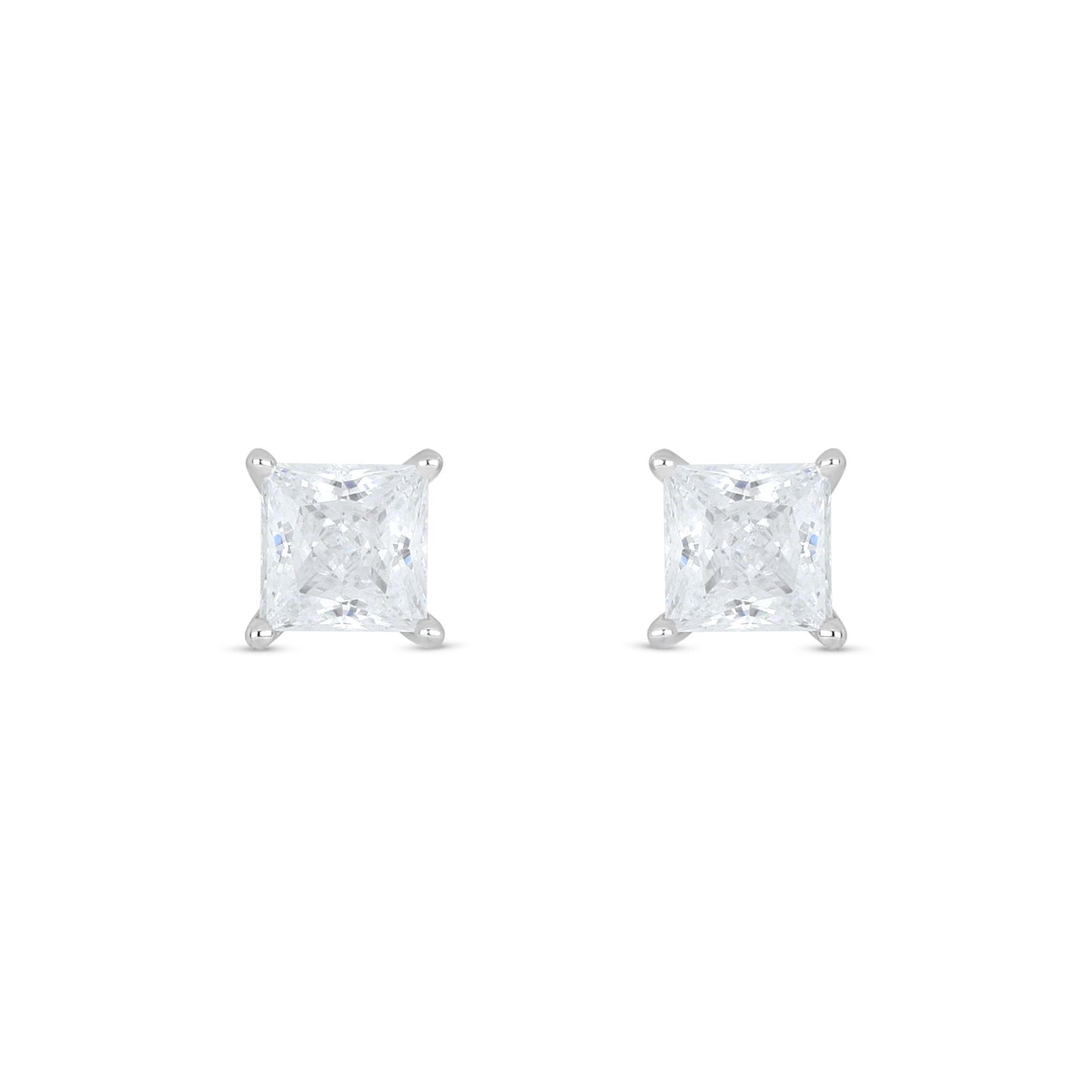 Sterling Silver 925 Earring Rhodium Plated Embedded With White Zircon