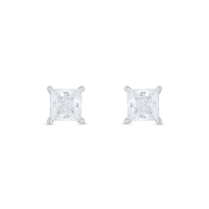Sterling Silver 925 Earring Rhodium Plated Embedded With White Zircon
