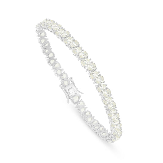 Sterling Silver 925 Bracelet Rhodium Plated Embedded With Diamond