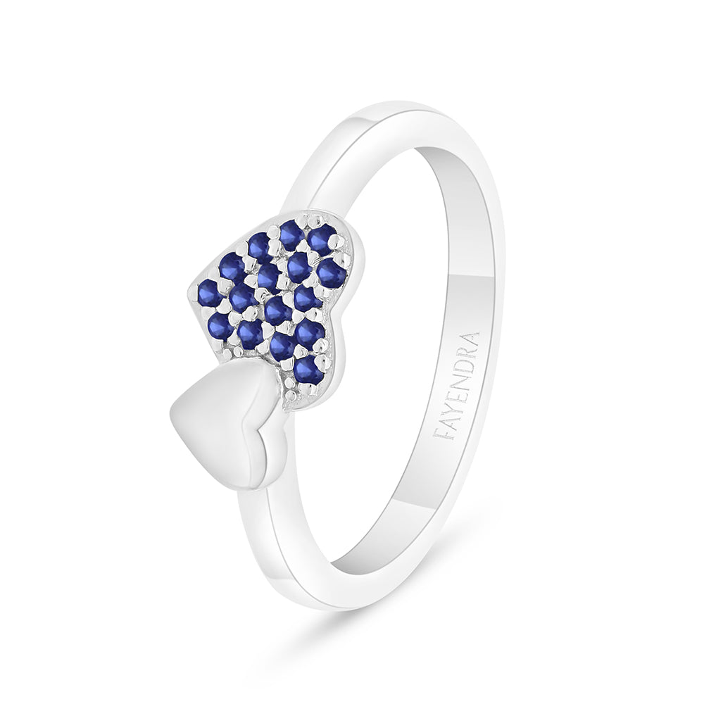 Sterling Silver 925 Ring Rhodium Plated Embedded With Sapphire Corundum