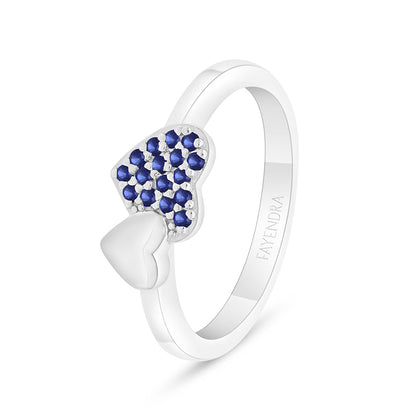 Sterling Silver 925 Ring Rhodium Plated Embedded With Sapphire Corundum