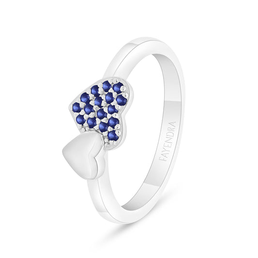 Sterling Silver 925 Ring Rhodium Plated Embedded With Sapphire Corundum