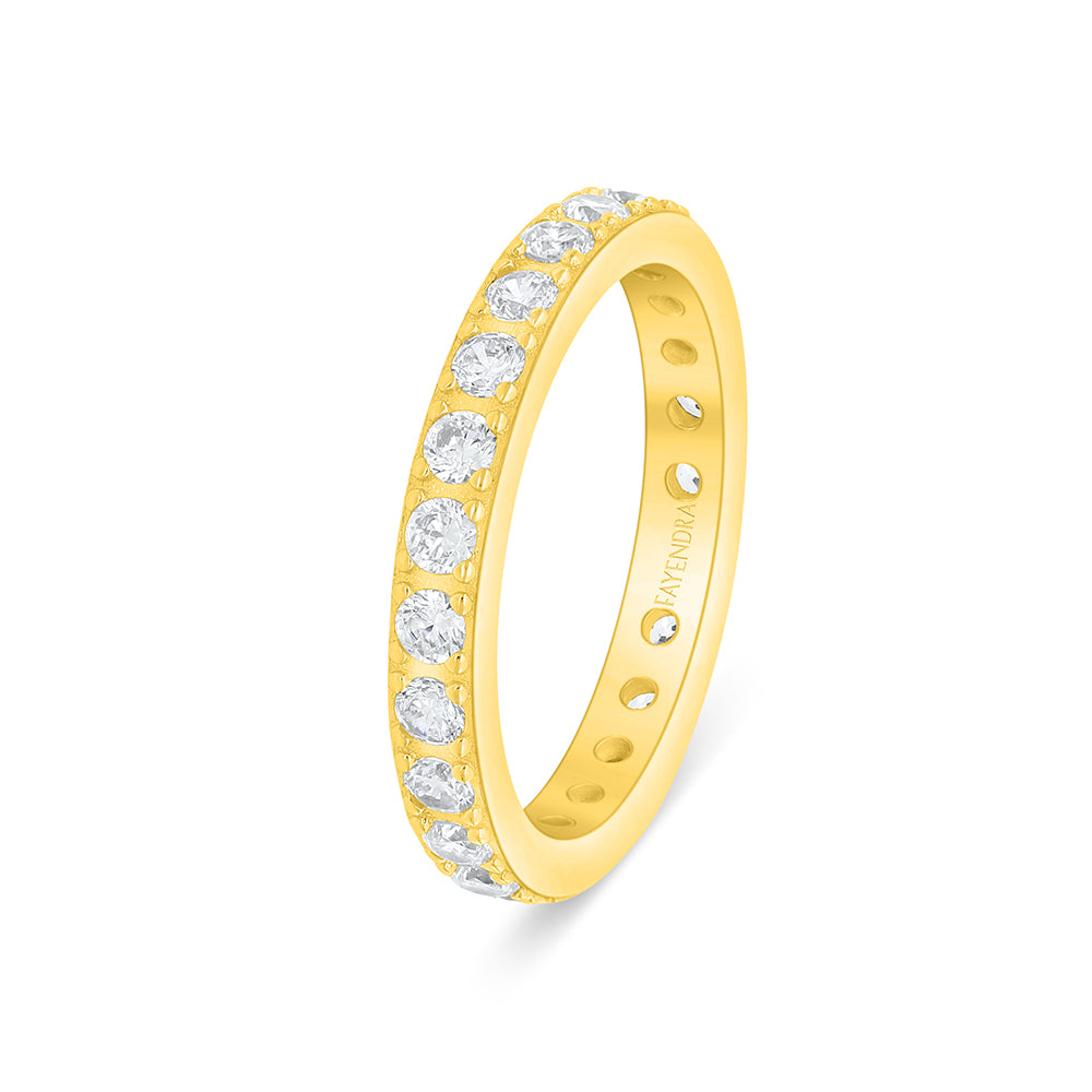 خاتم من الفضة الخالصة عيار 925 مطلي ذهبي مرصع فص ابيض