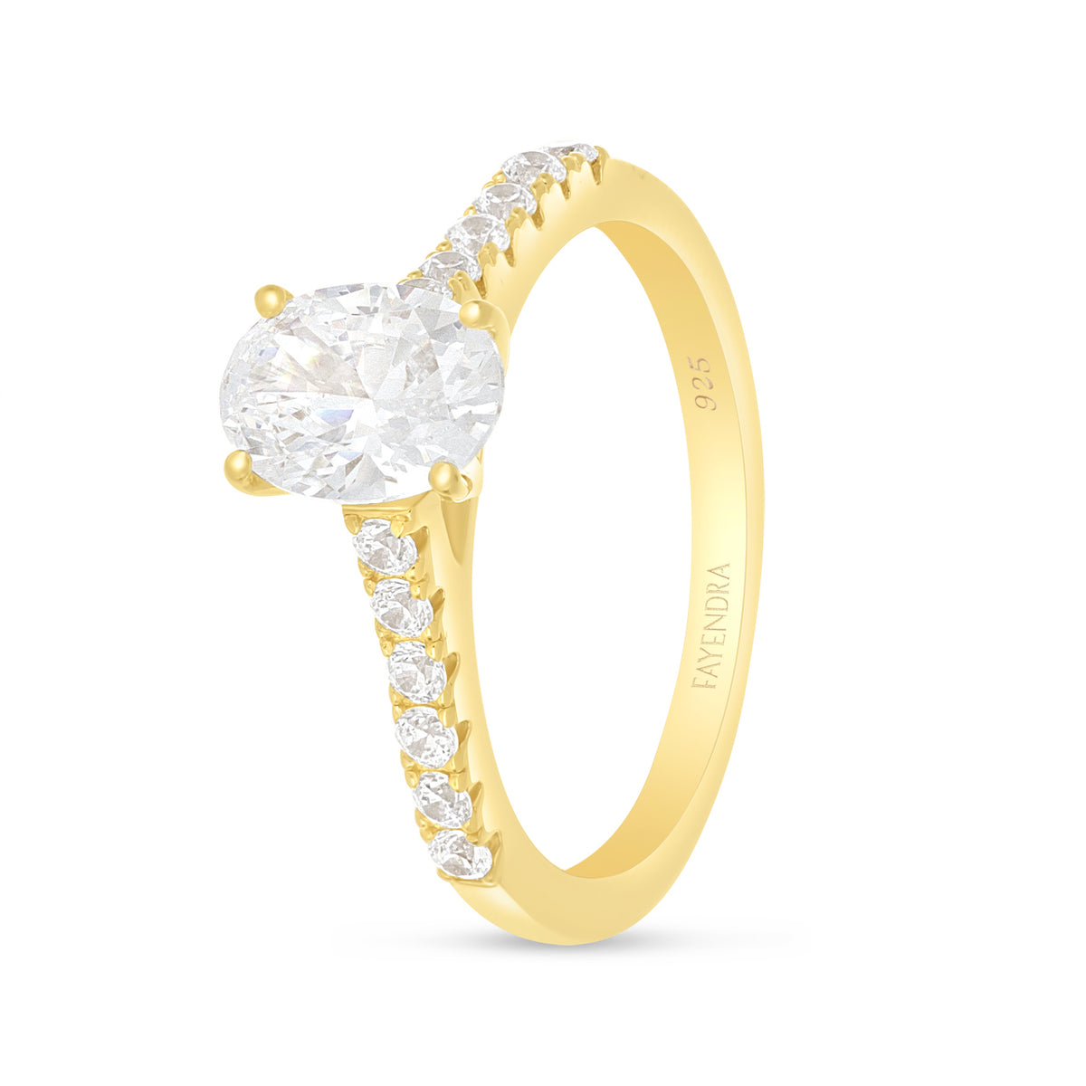 Sterling Silver 925 Ring Golden Plated Embedded With White Zircon