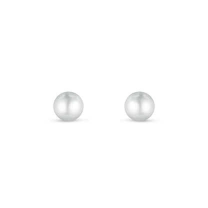 Sterling Silver 925 Earring Rhodium Plated Embedded With Natural White Pearl