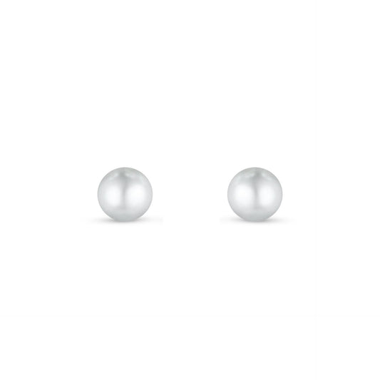 Sterling Silver 925 Earring Rhodium Plated Embedded With Natural White Pearl