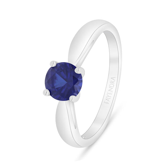 Sterling Silver 925 Ring Rhodium Plated Embedded With Sapphire Corundum