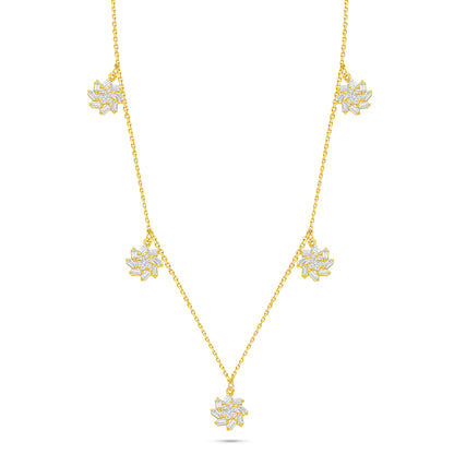 Sterling Silver 925 Necklace Golden Plated Embedded With White Zircon