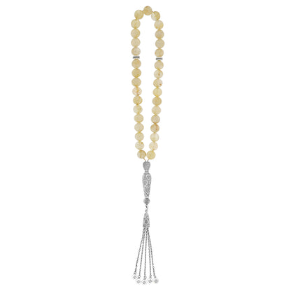 Rosary 33 Natural Rutile Round Bead 11 mm With Oxidized Silver 925 Set