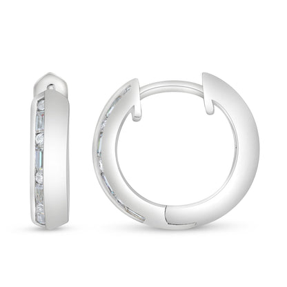 Sterling Silver 925 Earring Rhodium Plated Embedded With Diamond Zircon And White Zircon