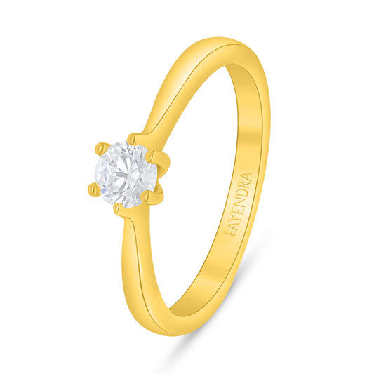 Sterling Silver 925 Ring Golden Plated Embedded With White Zircon