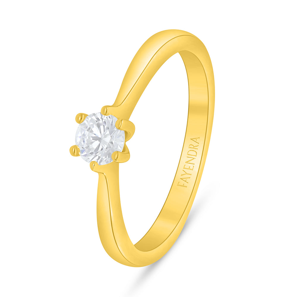 Sterling Silver 925 Ring Golden Plated Embedded With White Zircon