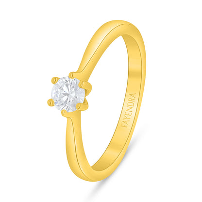 Sterling Silver 925 Ring Golden Plated Embedded With White Zircon