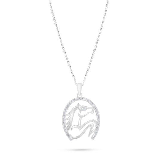 Sterling Silver 925 Necklace Rhodium Plated Embedded With White Zircon