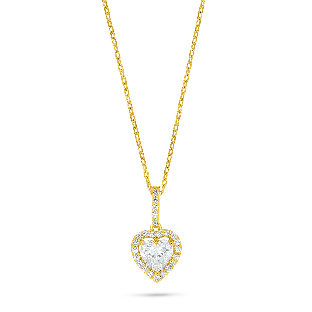 Sterling Silver 925 Necklace Golden Plated Embedded With White Zircon