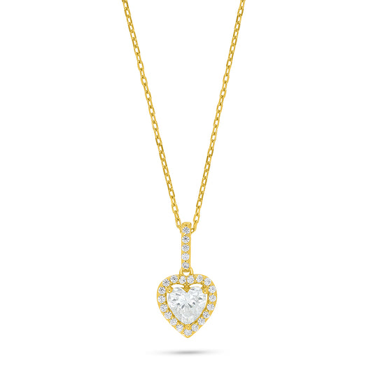 Sterling Silver 925 Necklace Golden Plated Embedded With White Zircon