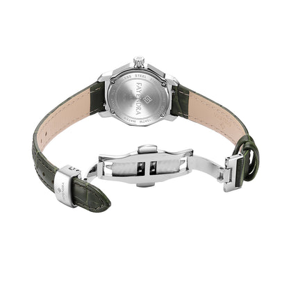 Stainless Steel 316L Watch Silver Color Green Avocado Leather - GREEN AVOCADO METAL DIAL