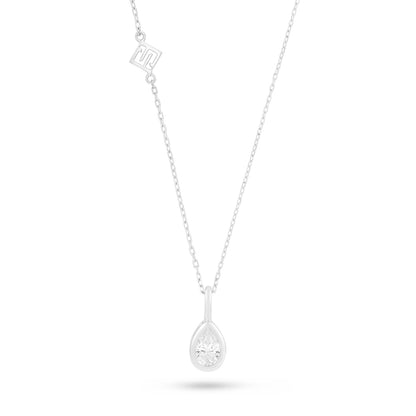 Sterling Silver 925 Necklace Rhodium Plated Embedded With White Zircon