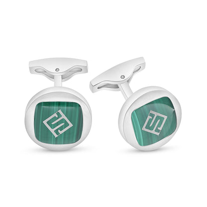 كبك ستانلس ستيل لون فضي عيار L316 مرصع احجار ملاكايت Matt Steel