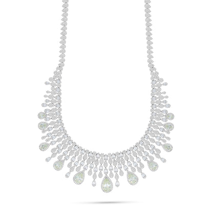 Sterling Silver 925 Set Rhodium Plated Embedded With Diamond Zircon And White Zircon