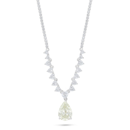 Sterling Silver 925 Necklace Rhodium Plated Embedded With Diamond Zircon And White Zircon