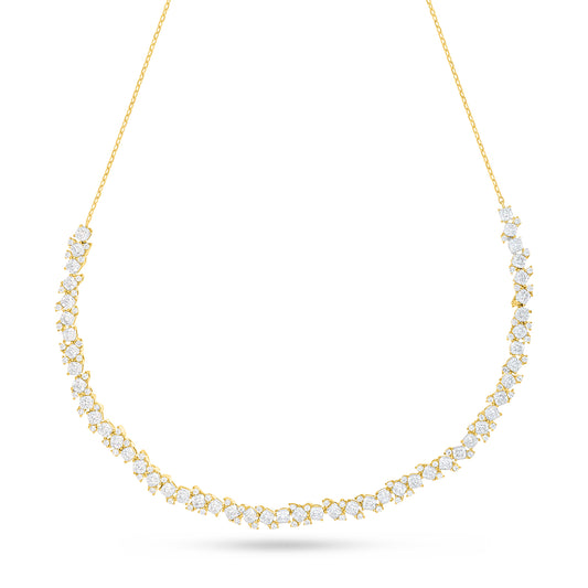 Sterling Silver 925 Necklace Golden Plated Embedded With White Zircon