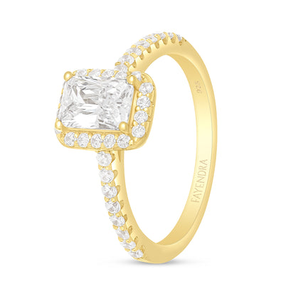 Sterling Silver 925 Ring Golden Plated Embedded With White Zircon