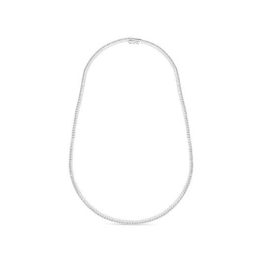 Sterling Silver 925 Necklace Rhodium Plated Embedded With White Zircon