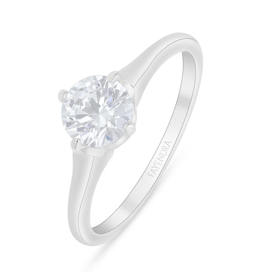 Sterling Silver 925 Ring Rhodium Plated Embedded With White Zircon