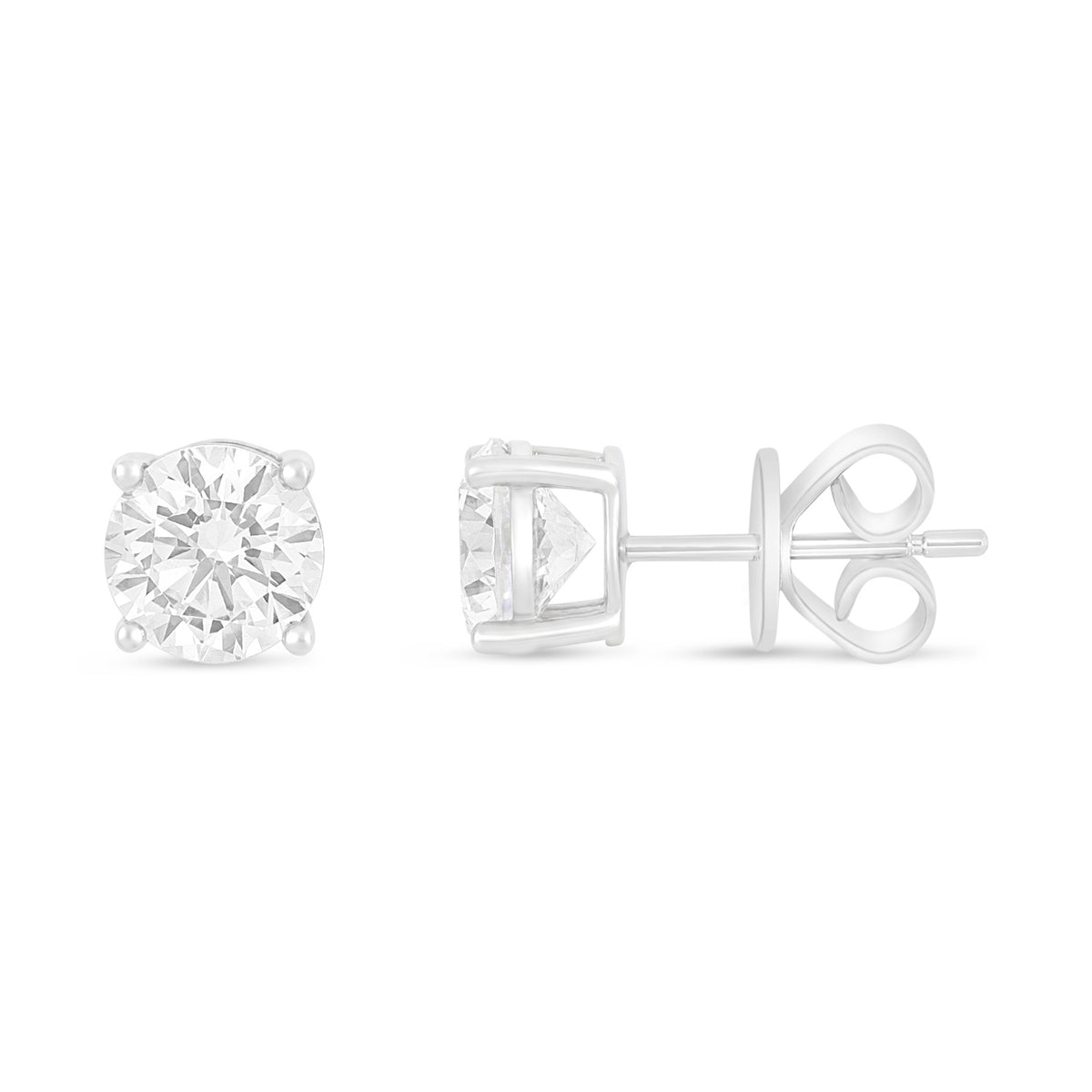 Sterling Silver 925 Earring Rhodium Plated Embedded With White Zircon