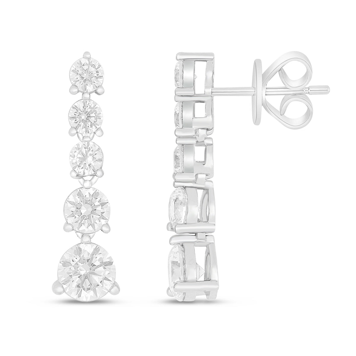 Sterling Silver 925 Earring Rhodium Plated Embedded With White Zircon
