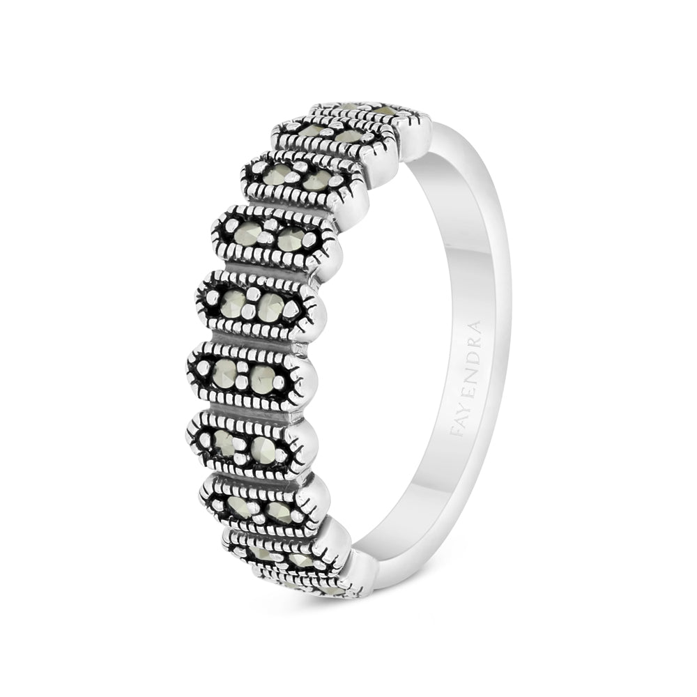 Sterling Silver 925 Ring Embedded With Marcasite Stones