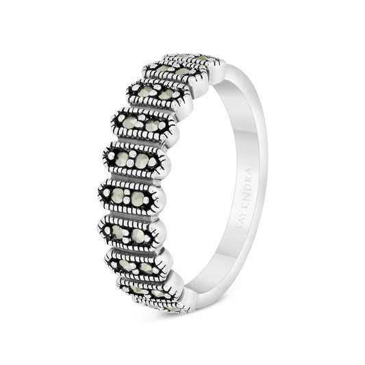 خاتم من الفضة الخالصة عيار 925 مرصع احجار ماركسايت سادة