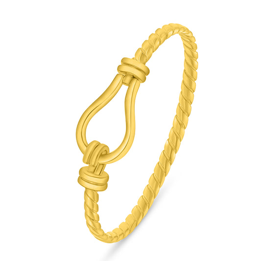 Sterling Silver 925 Bangle Golden Plated Size 6