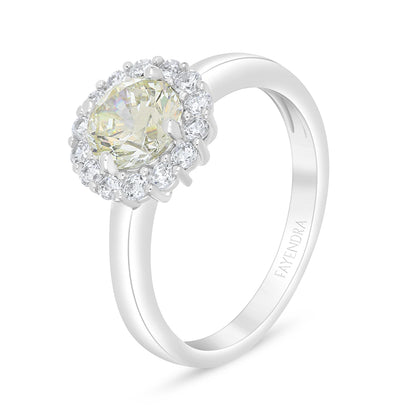 Sterling Silver 925 Ring Rhodium Plated Embedded With Diamond Zircon And White Zircon