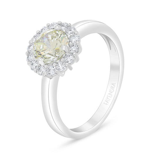 Sterling Silver 925 Ring Rhodium Plated Embedded With Diamond Zircon And White Zircon