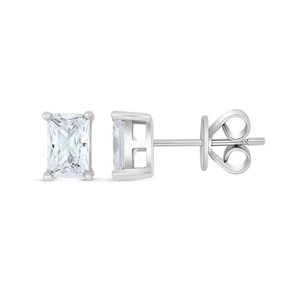 Sterling Silver 925 Earring Rhodium Plated Embedded With White Zircon
