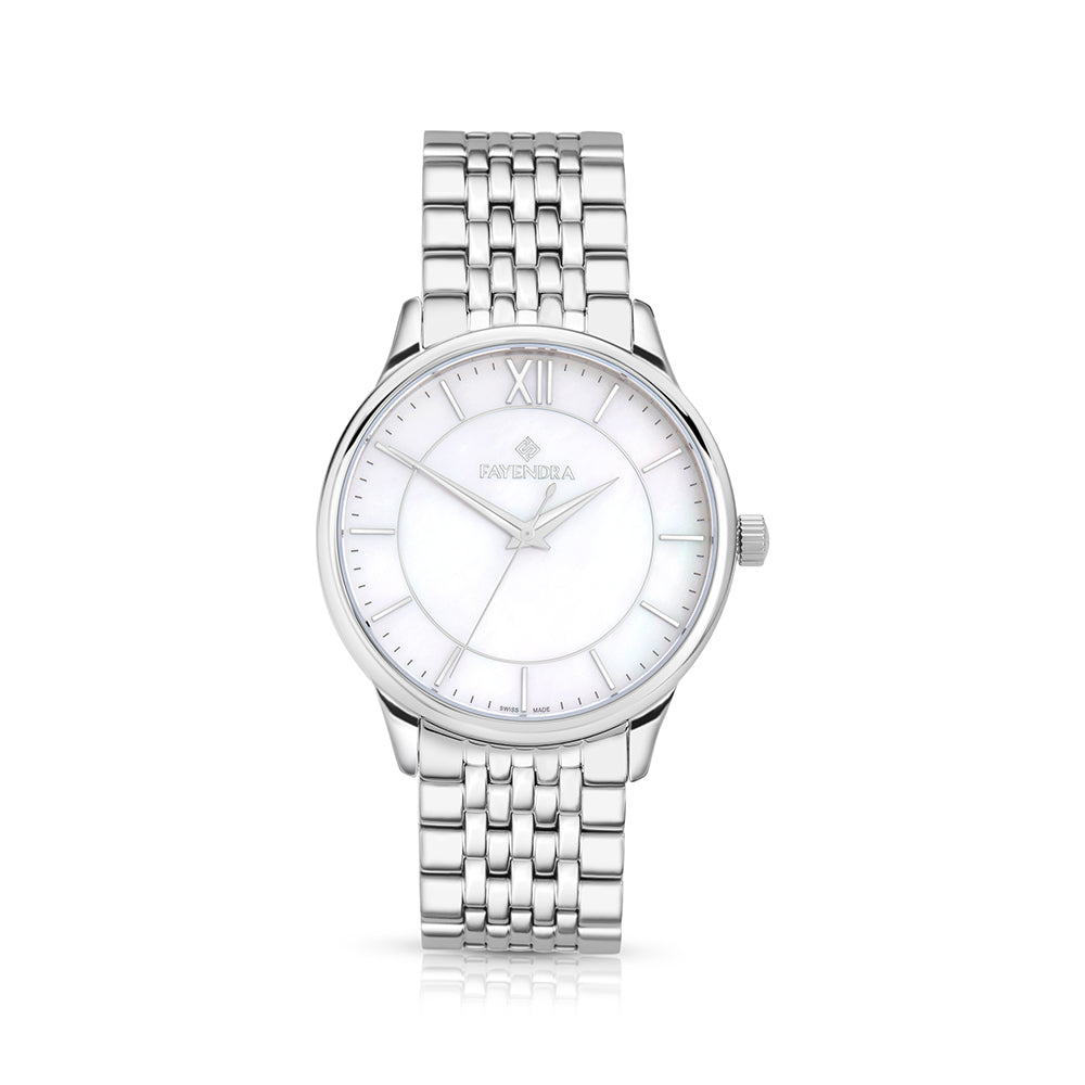 Stainless Steel 316L Watch Silver Color For Men - WHITE MOP DIAL