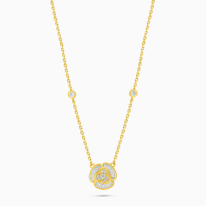 Sterling Silver 925 Necklace Golden Plated Embedded With White Zircon
